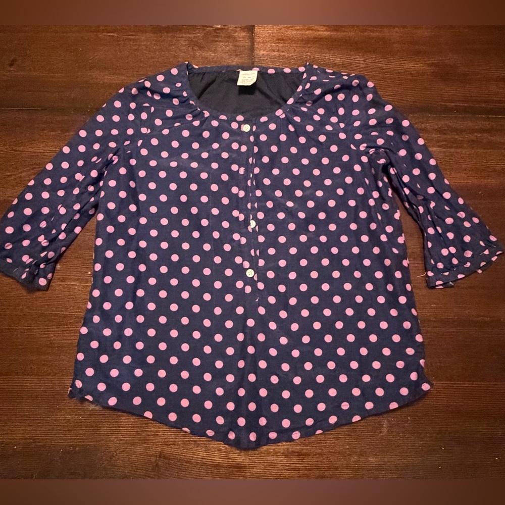 Crew Cuts by J Crew Girls' Navy Polka Dot Pink Dot Henley Top